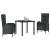 Set de masă pentru grădină cu pernă 3 pcs Negru poliratan GartenMobel Dekor