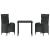 Set de masă pentru grădină cu pernă 3 pcs Negru poliratan GartenMobel Dekor