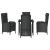 Set de masă pentru grădină cu pernă 5 pcs Negru poliratan GartenMobel Dekor