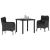 Set de masă pentru grădină cu pernă 3 pcs Negru poliratan GartenMobel Dekor
