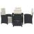Set de masă pentru grădină cu pernă 5 pcs Negru poliratan GartenMobel Dekor