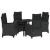 Set de masă pentru grădină cu pernă 5 pcs Negru poliratan GartenMobel Dekor