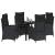 Set de masă pentru grădină cu pernă 5 pcs Negru poliratan GartenMobel Dekor