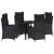 Set de masă pentru grădină cu pernă 5 pcs Negru poliratan GartenMobel Dekor