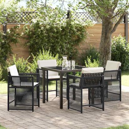 Set de masă pentru grădină 5 pcs Negru poliratan GartenMobel Dekor