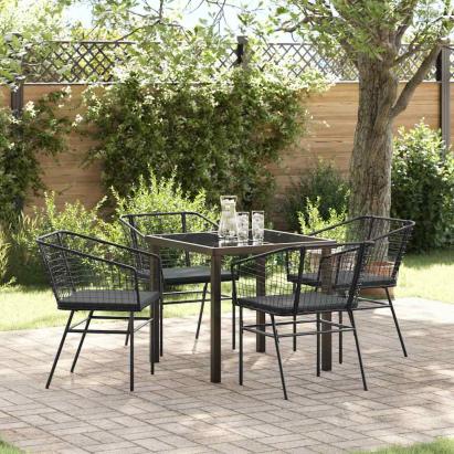 Set de masă pentru grădină 5 pcs Negru poliratan GartenMobel Dekor
