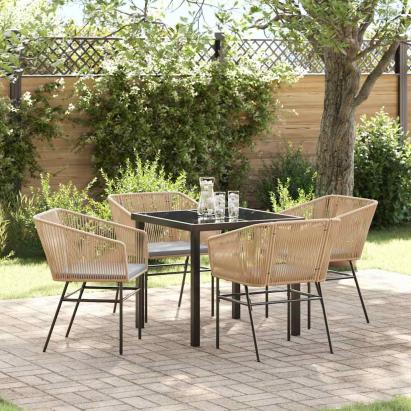 Set de masă pentru grădină 5 pcs Maro Oțel vopsit electrostatic GartenMobel Dekor