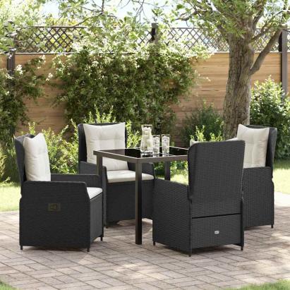 Set de masă pentru grădină 5 pcs Negru poliratan GartenMobel Dekor