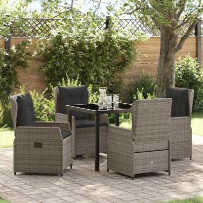 Set de masă pentru grădină 5 pcs Gri poliratan GartenMobel Dekor
