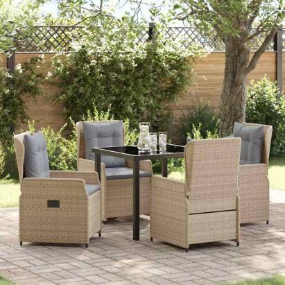 Set de masă pentru grădină 5 pcs Beige și gri deschis poliratan GartenMobel Dekor