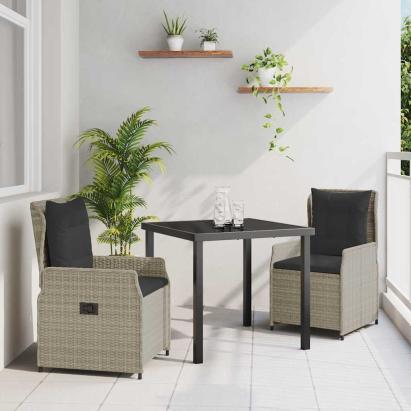 Set de masă pentru grădină 3 pcs Gri deschis poliratan GartenMobel Dekor
