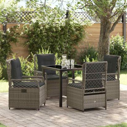 Set de masă pentru grădină 5 pcs Gri poliratan GartenMobel Dekor