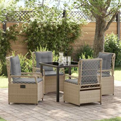 Set de masă pentru grădină 5 pcs Beige și gri deschis poliratan GartenMobel Dekor