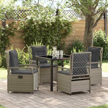Set de masă pentru grădină 5 pcs Gri deschis poliratan GartenMobel Dekor