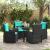 Set de masă pentru grădină cu pernă 5 pcs Negru Rattan poli GartenMobel Dekor