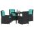 Set de masă pentru grădină cu pernă 5 pcs Negru Rattan poli GartenMobel Dekor