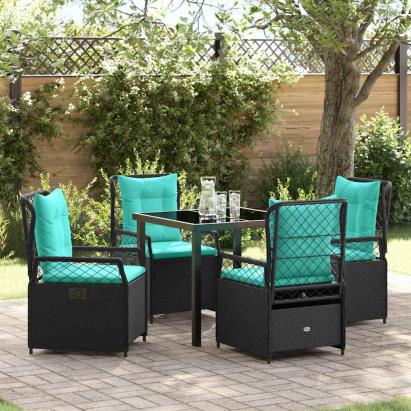 Set de masă pentru grădină 5 pcs Negru poliratan GartenMobel Dekor
