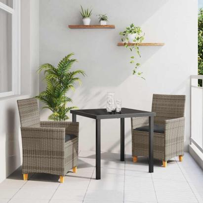 Set de masă pentru grădină 3 pcs Gri poliratan GartenMobel Dekor
