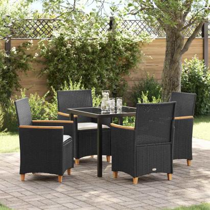 Set de masă pentru grădină 5 pcs Negru poliratan GartenMobel Dekor