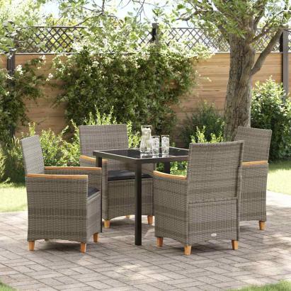 Set de masă pentru grădină 5 pcs Gri poliratan GartenMobel Dekor