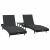 Șezlong 3 pcs Negru 197 x 70 x 82 cm poliratan GartenMobel Dekor