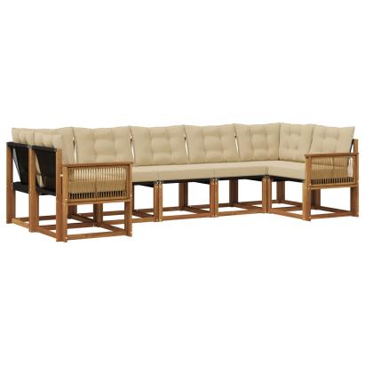 Set de canapele de exterior cu pernă 7 pcs Natural și Bej GartenMobel Dekor