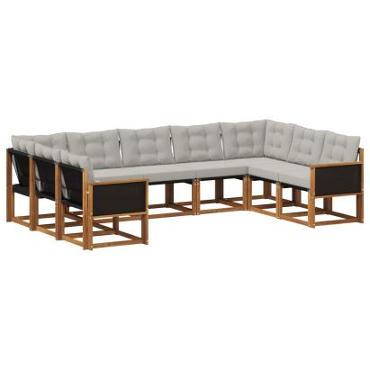 Set de canapele de exterior 9 pcs Natural și Gri deschis GartenMobel Dekor