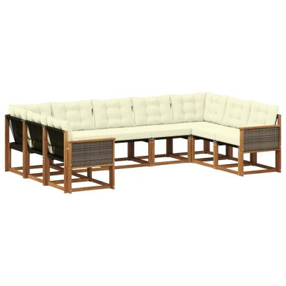 Set de canapele de exterior cu pernă 9 pcs Natural și Crem GartenMobel Dekor