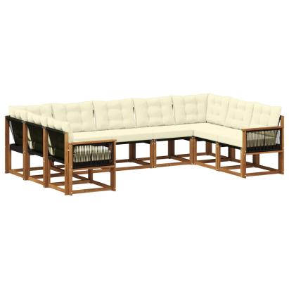 Set de canapele de exterior cu pernă 9 pcs Natural și Crem GartenMobel Dekor