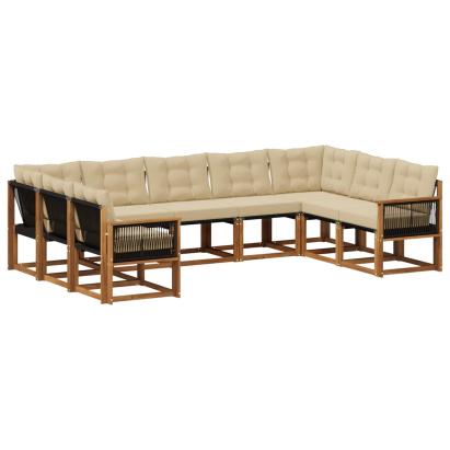 Set de canapele de exterior cu pernă 9 pcs Natural și Bej GartenMobel Dekor