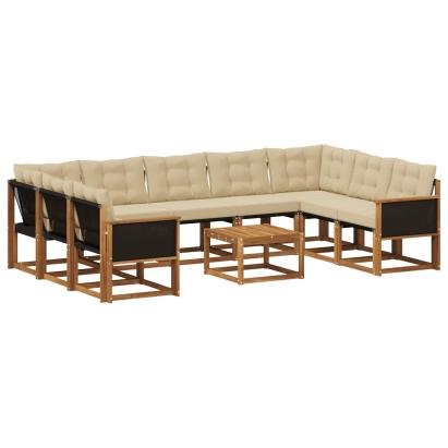 Set de canapele de exterior cu pernă 10 pcs Natural și Bej GartenMobel Dekor