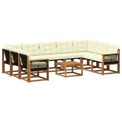 Set de canapele de exterior cu pernă 10 pcs Natural și Crem GartenMobel Dekor