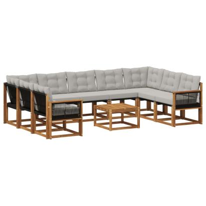 Set de canapele de exterior 10 pcs Natural și Gri deschis GartenMobel Dekor