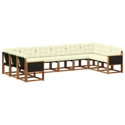 Set de canapele de exterior cu pernă 10 pcs Natural și Crem GartenMobel Dekor