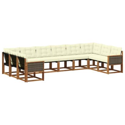 Set de canapele de exterior cu pernă 10 pcs Natural și Crem GartenMobel Dekor