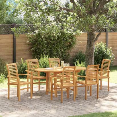 Set de masă pentru grădină 7 pcs Maro Lemn solid de tec GartenMobel Dekor