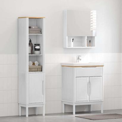 Set de mobilier pentru baie FLORO 2 pcs Alb Lemn de pin masiv GartenMobel Dekor