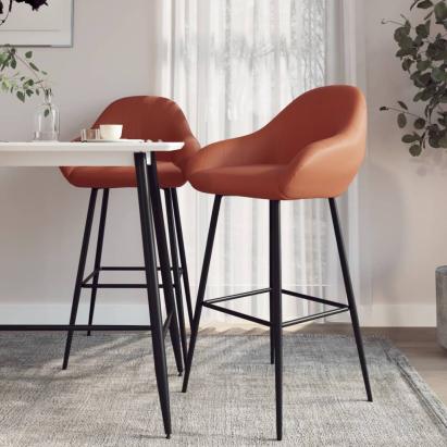 Scaune de bar, 2 buc., maro deschis, piele ecologică GartenMobel Dekor