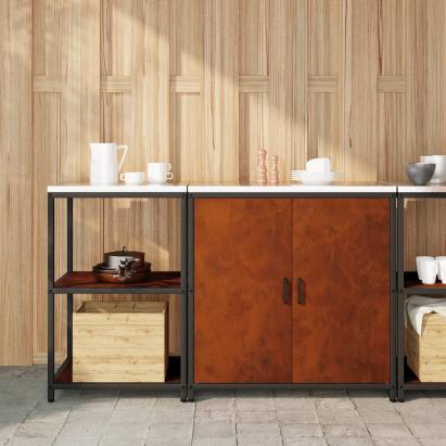 Set de depozitare pentru bucătărie cu raft cu ușă 2 pcs Ruginit GartenMobel Dekor