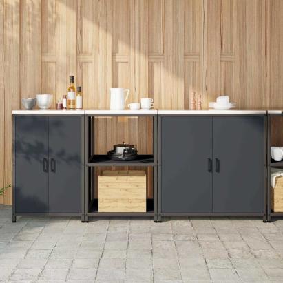 Set de depozitare pentru bucătărie cu raft 3 pcs Antracit GartenMobel Dekor