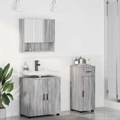 Set de mobilier pentru baie cu sertar cu ușă 3 pcs Gri Sonoma GartenMobel Dekor