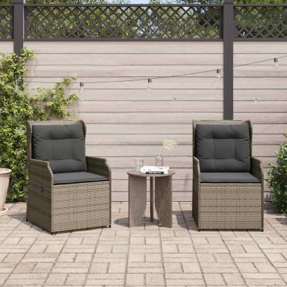 Bancă de grădină 2 pcs Gri poliratan GartenMobel Dekor