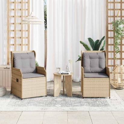 Bancă de grădină 2 pcs Bej poliratan GartenMobel Dekor