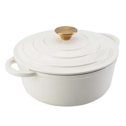 Oală din fontă emailată cu capac, 20 cm, 2 l, albă, Perfect Home