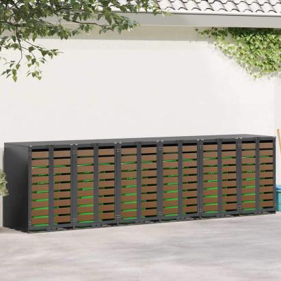 Depozitare pentru 3 pubele Wheelie 340 x 77.5 x 115.5 cm Oțel GartenMobel Dekor