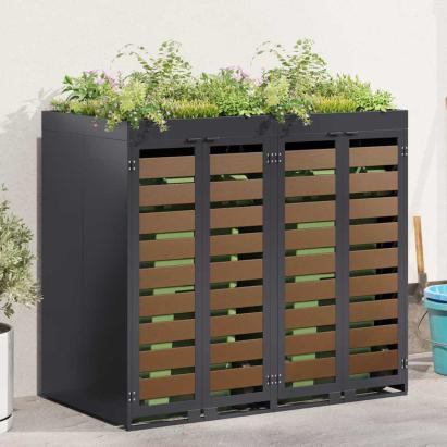 Depozitare pentru 2 pubele Wheelie Antracit Oțel GartenMobel Dekor