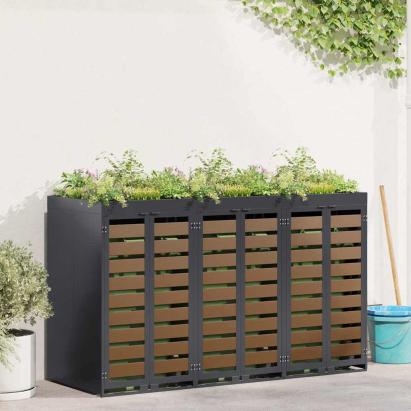 Depozitare pentru 3 pubele Wheelie Antracit Oțel GartenMobel Dekor