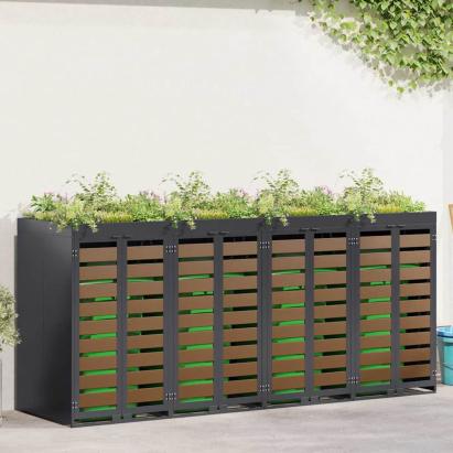 Depozitare pentru 4 pubele Wheelie Antracit Oțel GartenMobel Dekor
