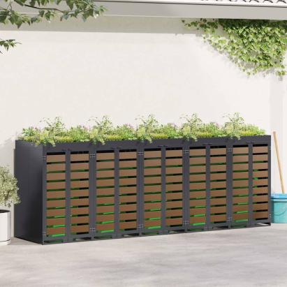 Depozitare pentru 3 pubele Wheelie 340 x 77.5 x 115.5 cm Oțel GartenMobel Dekor