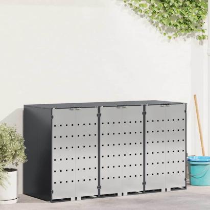 Depozitare pentru 3 pubele Wheelie 340 x 77.5 x 115.5 cm Oțel GartenMobel Dekor